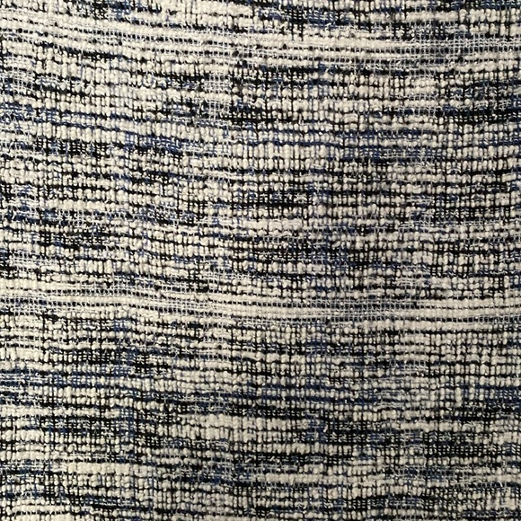 Max Studio White and Blue Textured Fit and Flare Cap Sleeve Short Dress - Picture 7 of 16